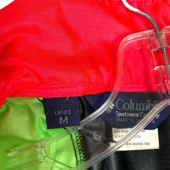 Columbia Windbreaker Jacket Women M Black Radial Sleeve Patent Half Zip 1980s - Picture 9 of 11